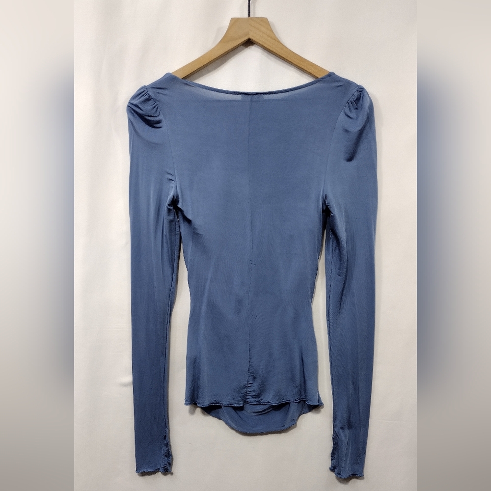 Free People Wind Down Layering Fitted Square Neck Top Women's S Blue Boho Retro - Picture 8 of 13